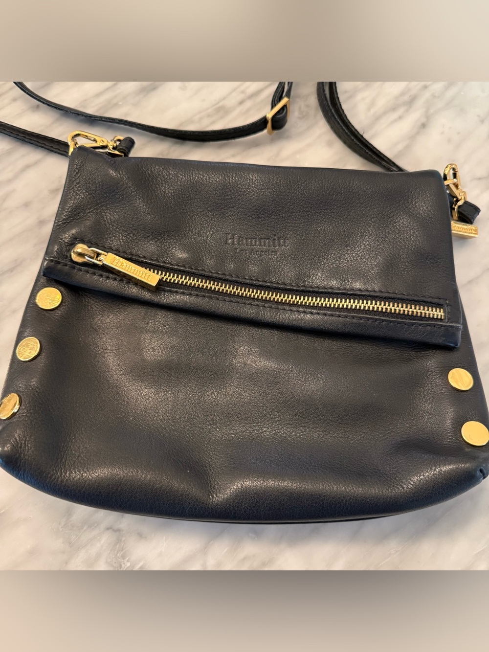 Hammitt Black Leather VIP Medium Crossbody with Gold Hardware